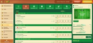 Sportwettenbereich für laufende Spiele von Greenluck mit laufenden Begegnungen und Wettquoten