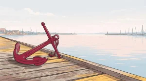 Anker am ruhigen Ufer als Zeichen für eine bewusste Wettpause
